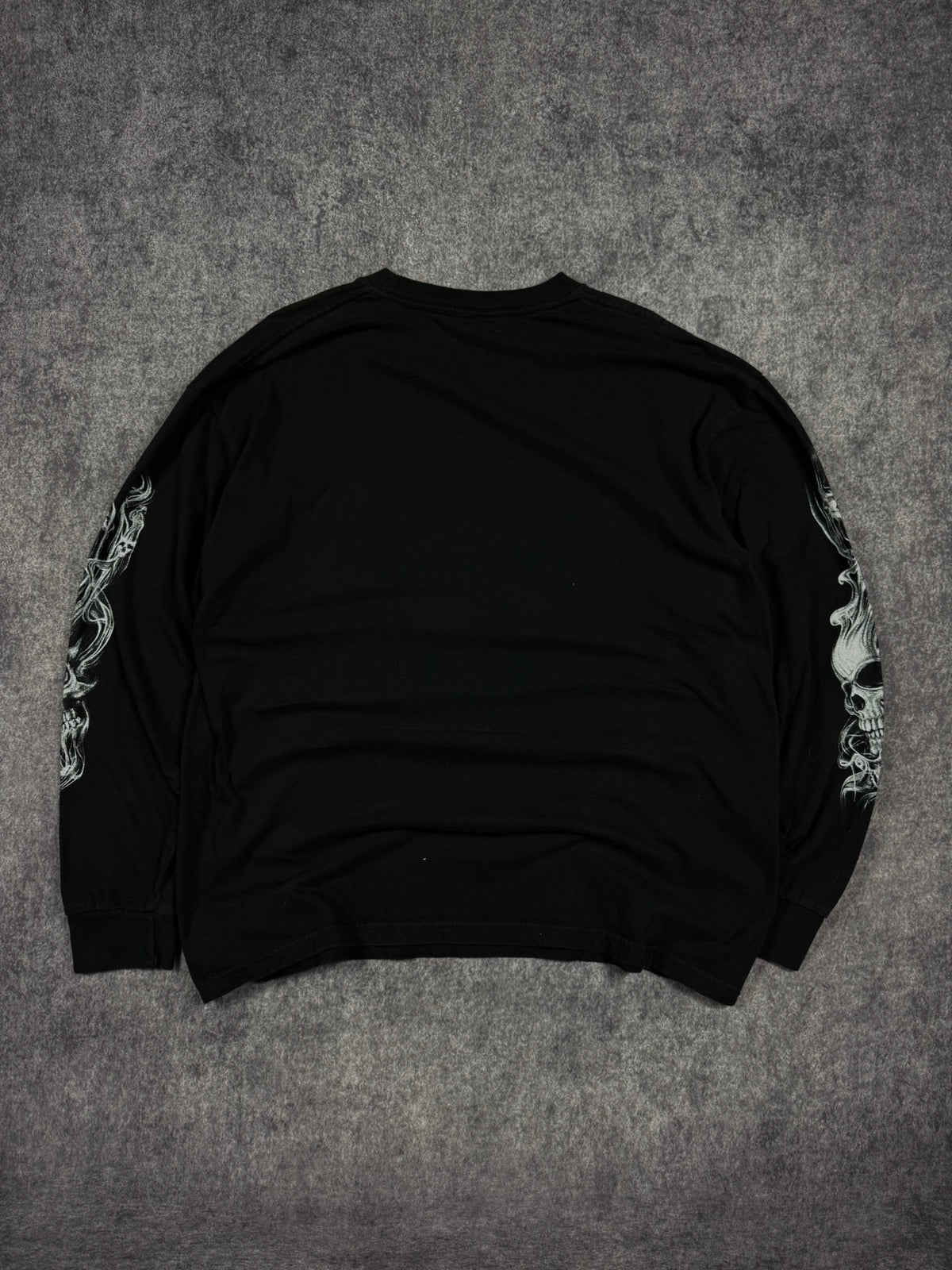 (RARE) 2000s BIKER SKULL LONG SLEEVE SHIRT (XL)